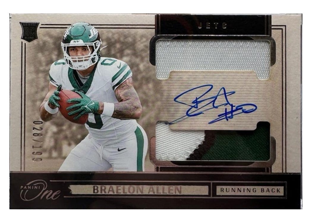 2024 Panini One Rookie Dual Patch Autographs Braelon Allen #43 card