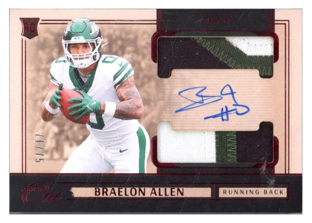 2024 Panini One Rookie Dual Patch Autographs Braelon Allen #43 card