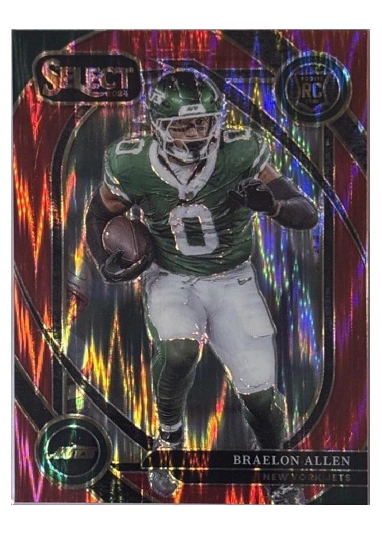 2024 Panini Select Base Set Braelon Allen Green Red Prizm Shock #10 card