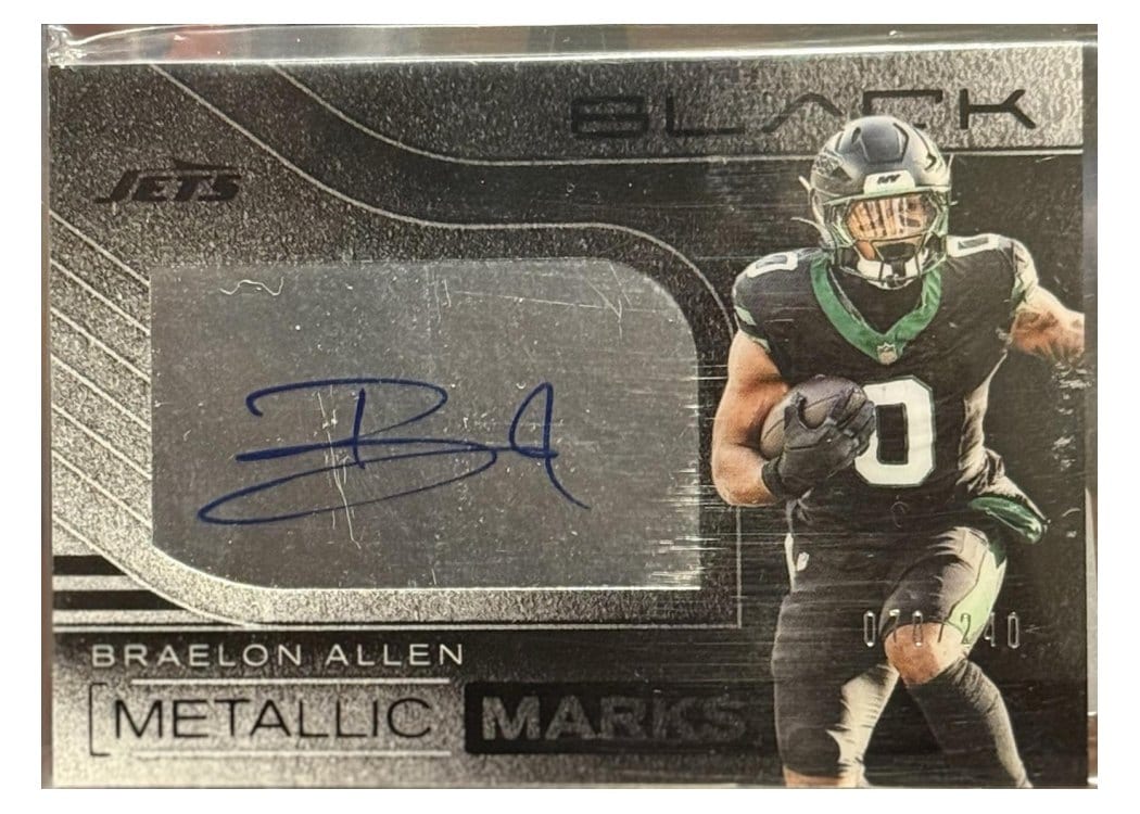 2025 Panini Black Metallic Marks Braelon Allen #8 card