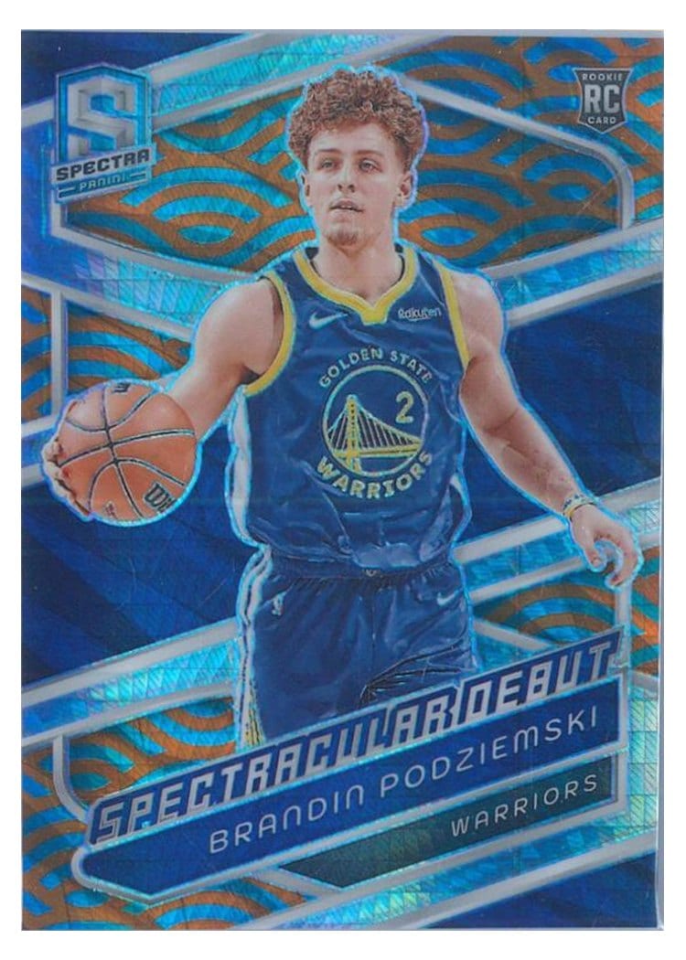 2023-24 Panini Spectra Base Set Brandin Podziemski Blue Orange International #199 card