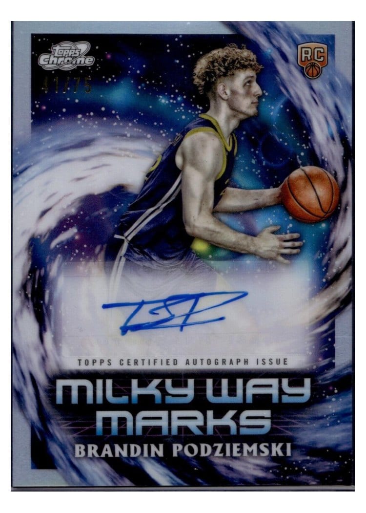 2023-24 Topps Chrome Cosmic Milky Way Marks Refractor Brandin Podziemski #MWM-BP card