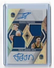 2023-24 Panini Phoenix Dual Rookie Jersey Autographs Brandin Podziemski / Trayce Jackson-Davis #DRJ-GSW card