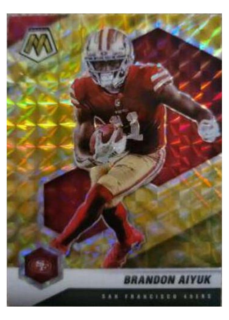 2021 Panini Mosaic Base Set Brandon Aiyuk Reactive Yellow Mosaic #177 card