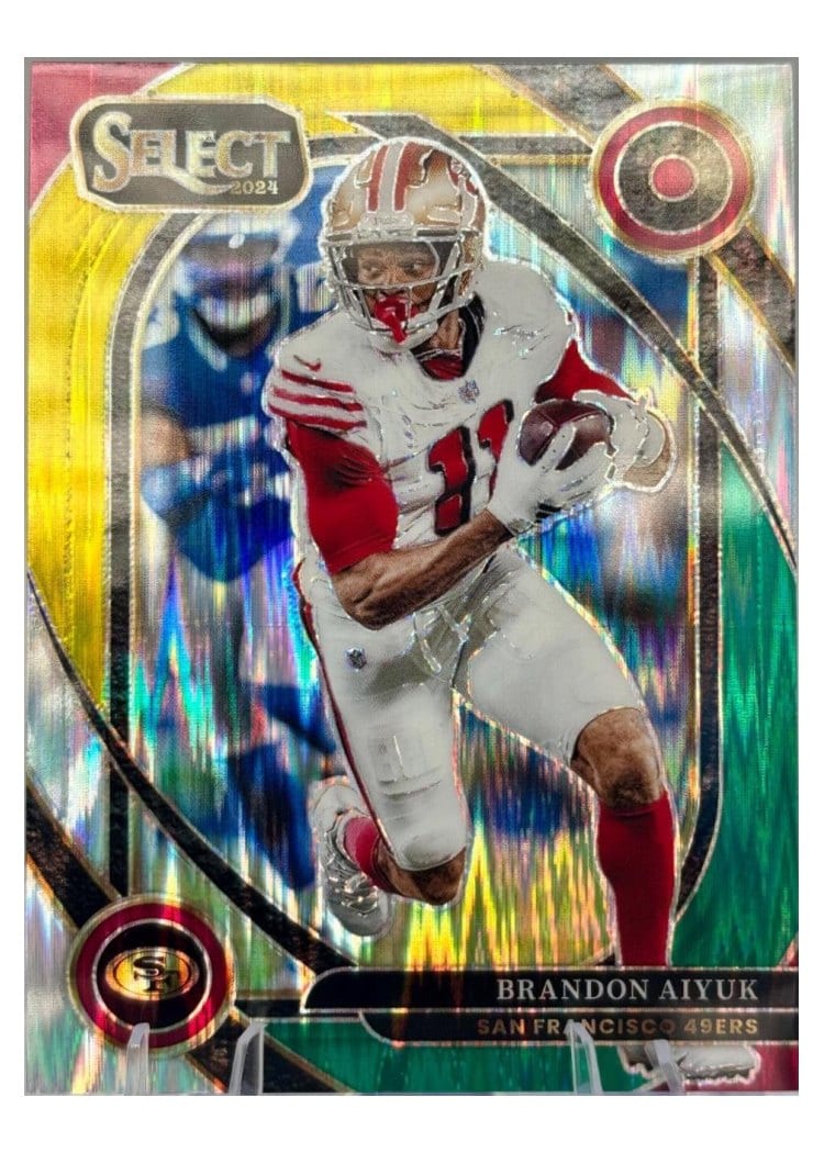 2024 Panini Select Base Set Brandon Aiyuk Green Yellow Prizm Shock #210 card