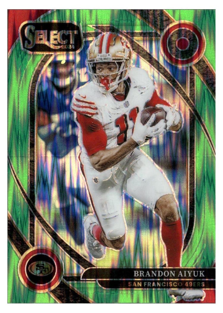 2024 Panini Select Base Set Brandon Aiyuk Green Prizm Shock #210 card