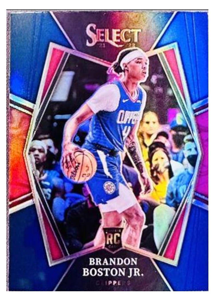 2021-22 Panini Select Base Set Brandon Boston Jr. Blue Prizm #194 card