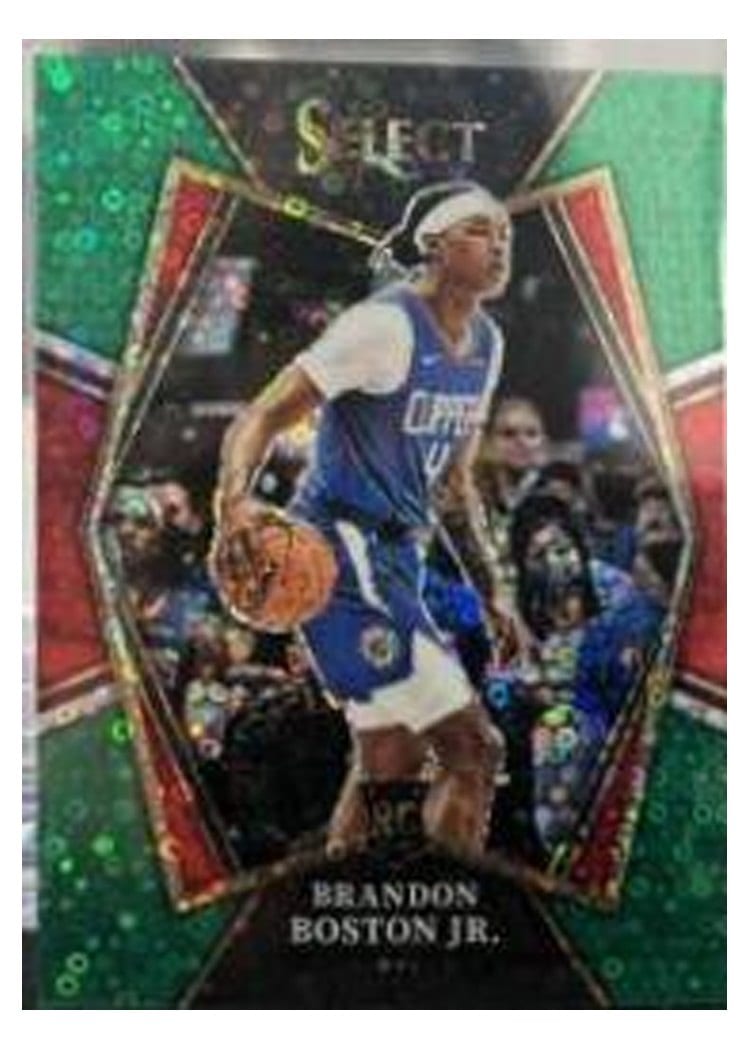 2021-22 Panini Select Base Set Brandon Boston Jr. Green Disco Prizm #194 card