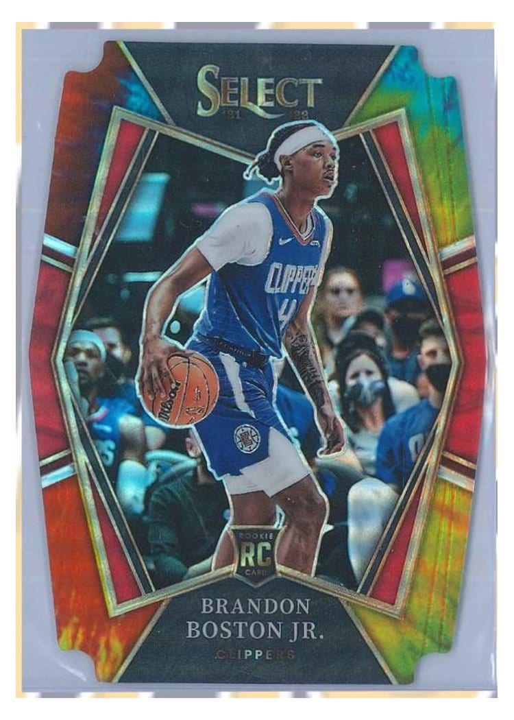 2021-22 Panini Select Base Set Brandon Boston Jr. Tie Dye Prizm Die Cut #194 card