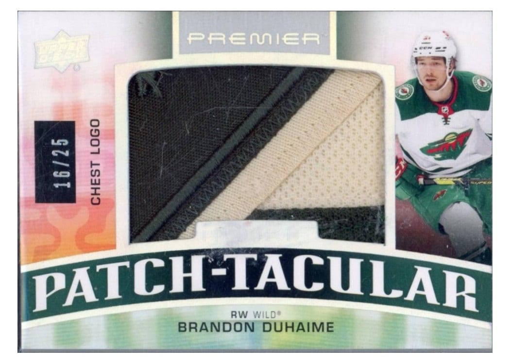 2021-22 Upper Deck Premier Rookie Patch-Taculars Chest Logos Brandon Duhaime #RPT-BD card