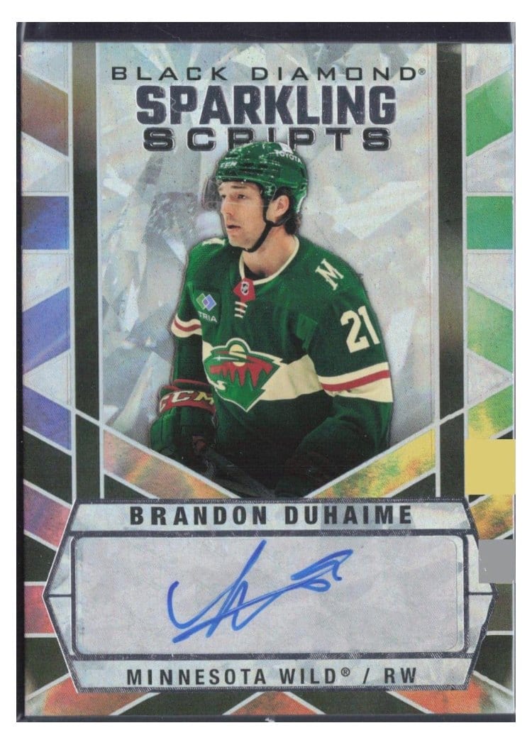 2022-23 Upper Deck Black Diamond Sparkling Scripts Brandon Duhaime #SC-BD card