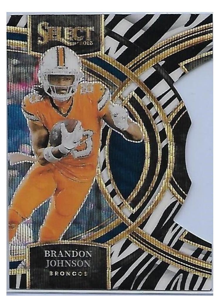 2023 Panini Select Base Set Brandon Johnson Zebra Prizm Die-Cut #189 card