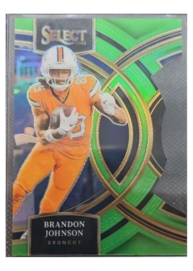2023 Panini Select Base Set Brandon Johnson Neon Green Prizm Die-Cut #189 card