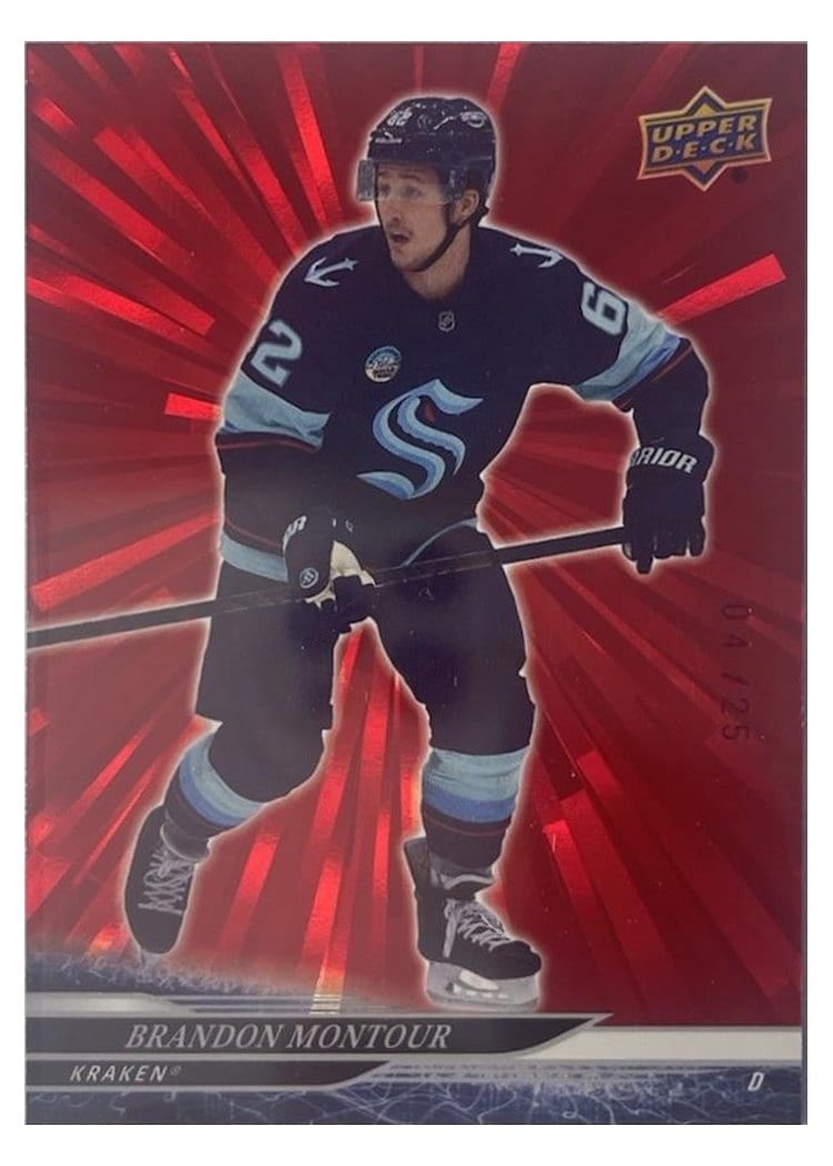 2024-25 Upper Deck Base Set Brandon Montour Outburst Red #607 card