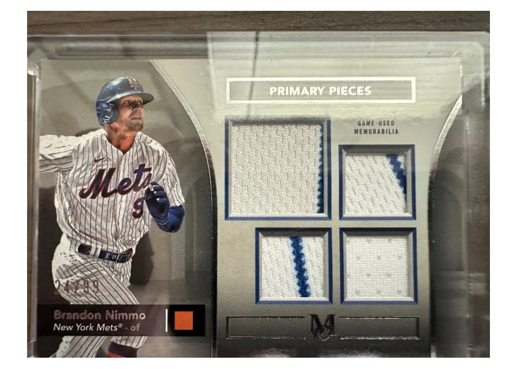 2024 Topps Museum Collection Single Player Primary Pieces Quad Relics Brandon Nimmo #SPPQ-BN card