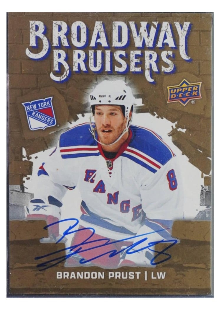 2025-26 Upper Deck New York Rangers Centennial Broadway Bruisers Auto Brandon Prust #BB-15 card