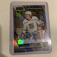 2023-24 O-Pee-Chee Platinum Blue Rainbow Autos Brandt Clarke #BA-BC card