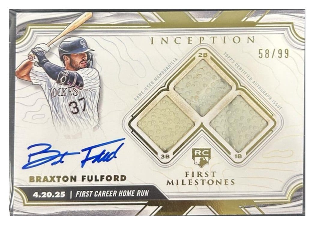 2025 Topps Inception MLB First Milestone Autograph Relics Home Run Braxton Fulford #ARHR-BF card
