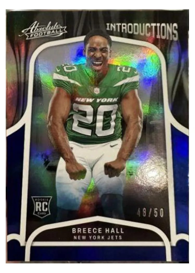 2022 Panini Absolute Introductions Breece Hall Spectrum Blue #INT-12 card