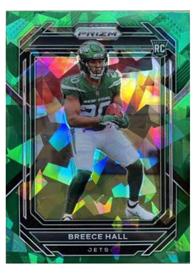 2022 Panini Prizm Base Set Breece Hall Green Ice #317 card