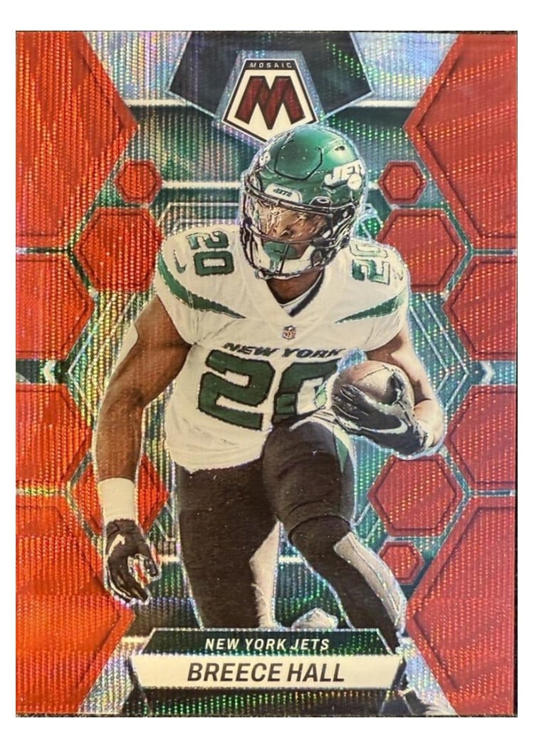 2023 Panini Mosaic Base Set Breece Hall Red Wave #74 card