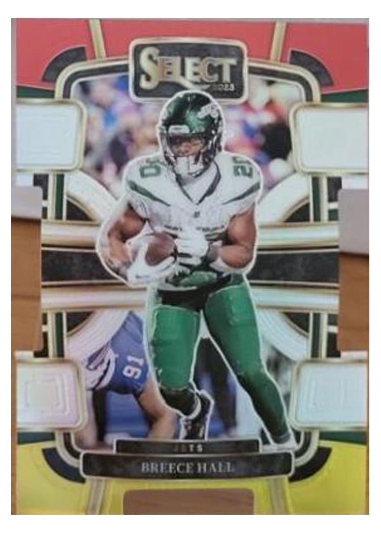 2023 Panini Select Base Set Breece Hall Red Yellow Prizm Die-Cut #77 card