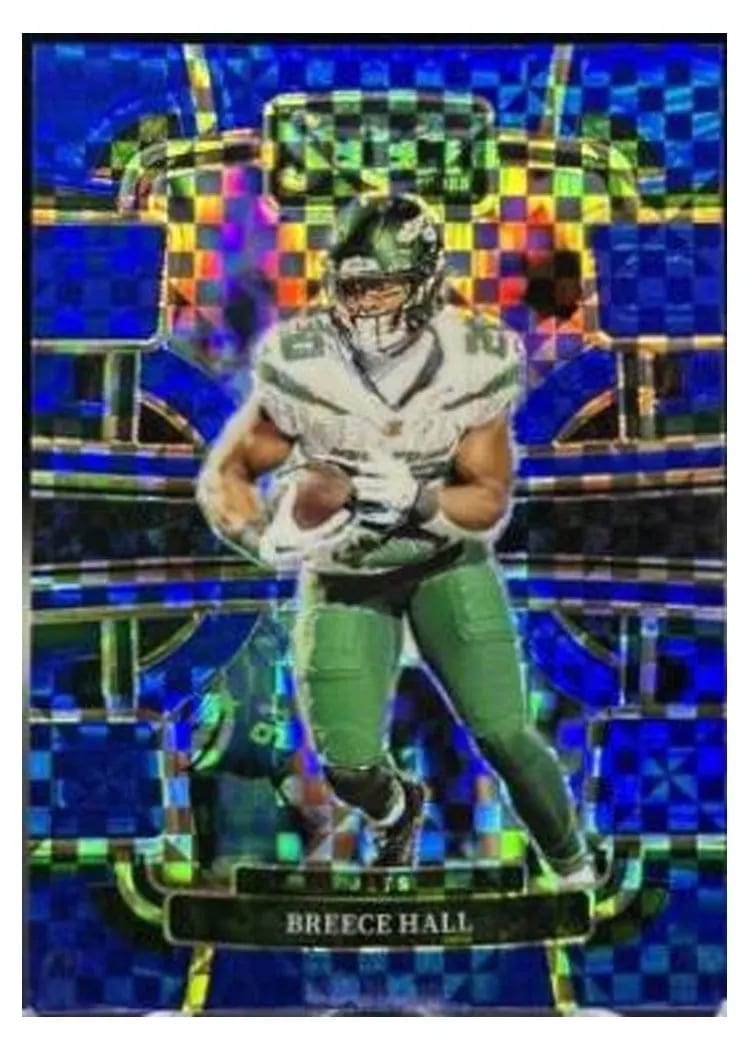 2023 Panini Select Base Set Breece Hall Blue Prizm #77 card