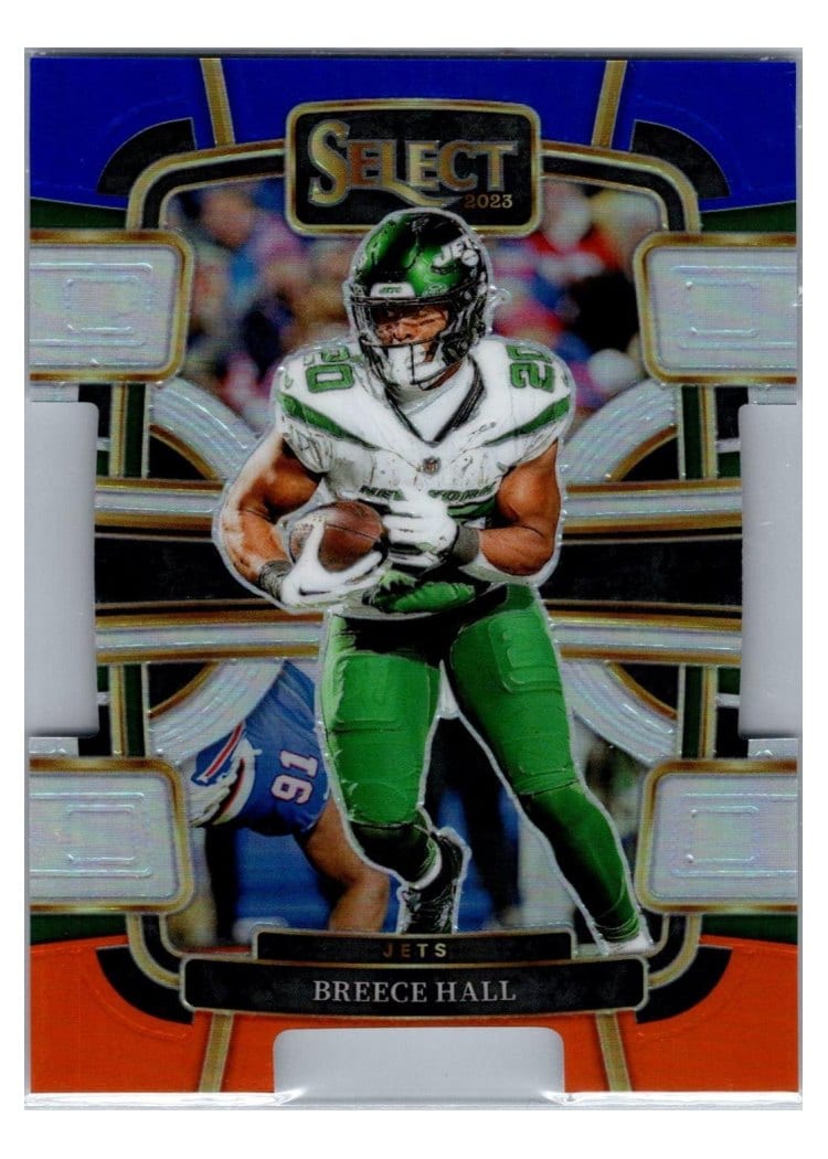 2023 Panini Select Base Set Breece Hall Blue Orange Prizm Die-Cut #77 card