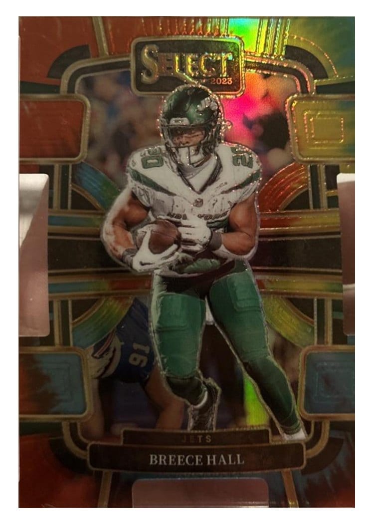 2023 Panini Select Base Set Breece Hall Tie-Dye Prizm Die-Cut #77 card