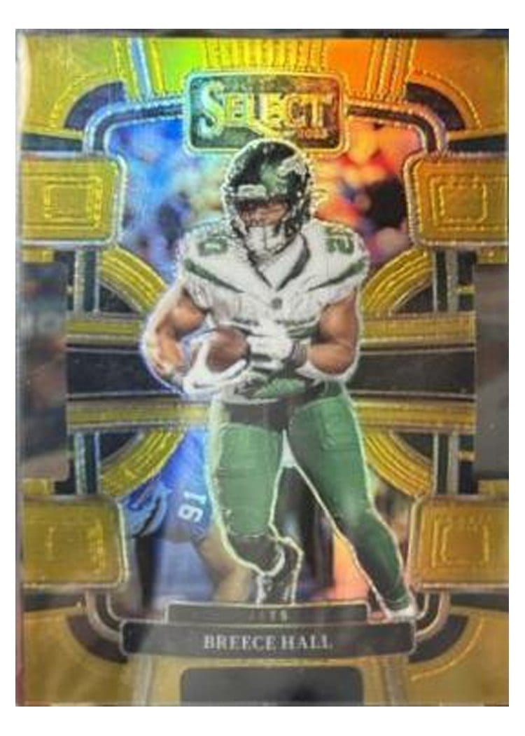 2023 Panini Select Base Set Breece Hall Gold Prizm Die-Cut #77 card