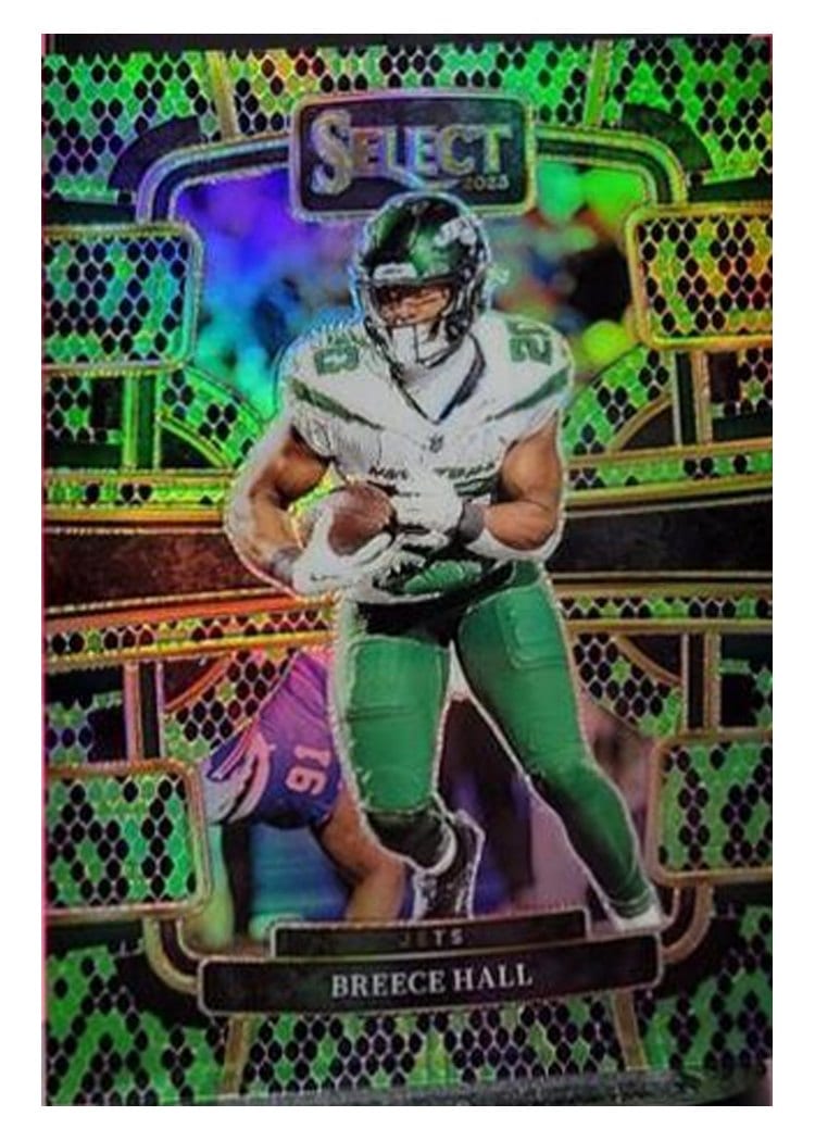 2023 Panini Select Base Set Breece Hall Black Green Snakeskin #77 card