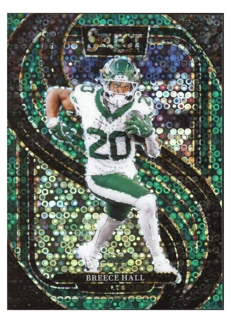 2024 Panini Select Base Set Breece Hall Green Disco Prizm #111 card