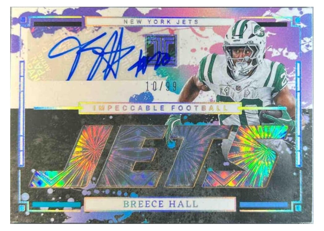 2025 Panini Impeccable Impeccable Team Names Autographs Breece Hall #4 card