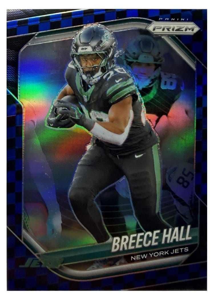 2025 Panini Prizm Base Set Breece Hall Black Blue Checker #50 card