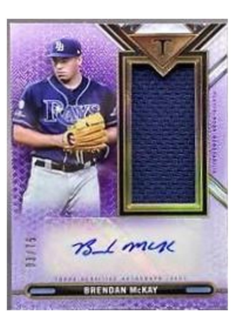 2021 Topps Triple Threads Autograph Single Jumbo Relics Brendan McKay #ASJR-BM card