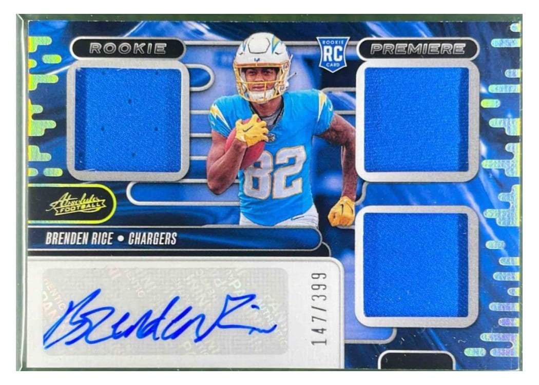 2024 Panini Absolute Rookie Premiere Materials Autographs Brenden Rice #RPMA-BRE card