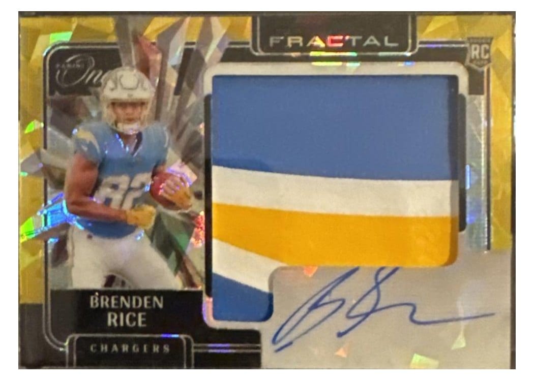 2024 Panini One Rookie Fractal Autographs Brenden Rice #419 card