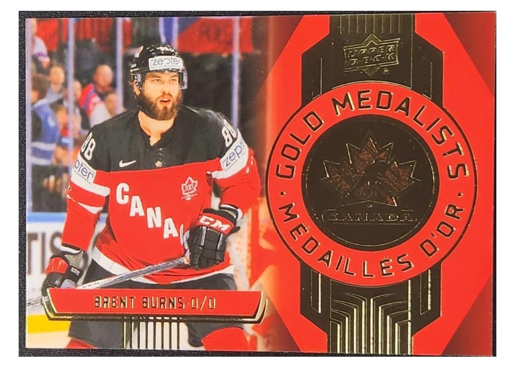 2025-26 Tim Hortons Team Canada Olympic Hockey Gold Medalists Brent Burns #GM-7 card