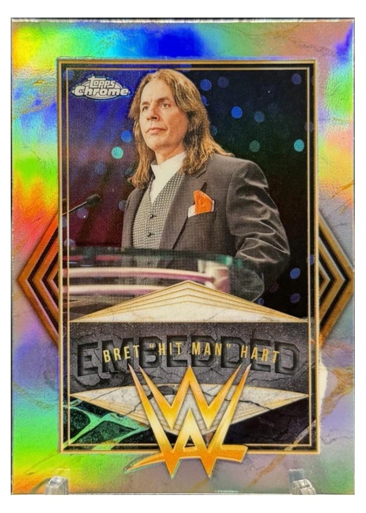 2026 Topps Chrome WWE Embedded Bret "Hit Man" Hart #EMB-6 card