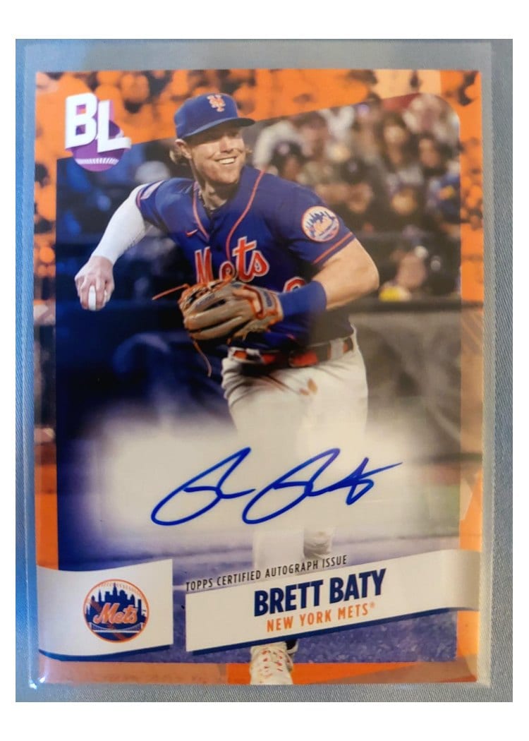 2024 Topps Big League Electric Orange Autographs Common Brett Baty #BEO-BB card