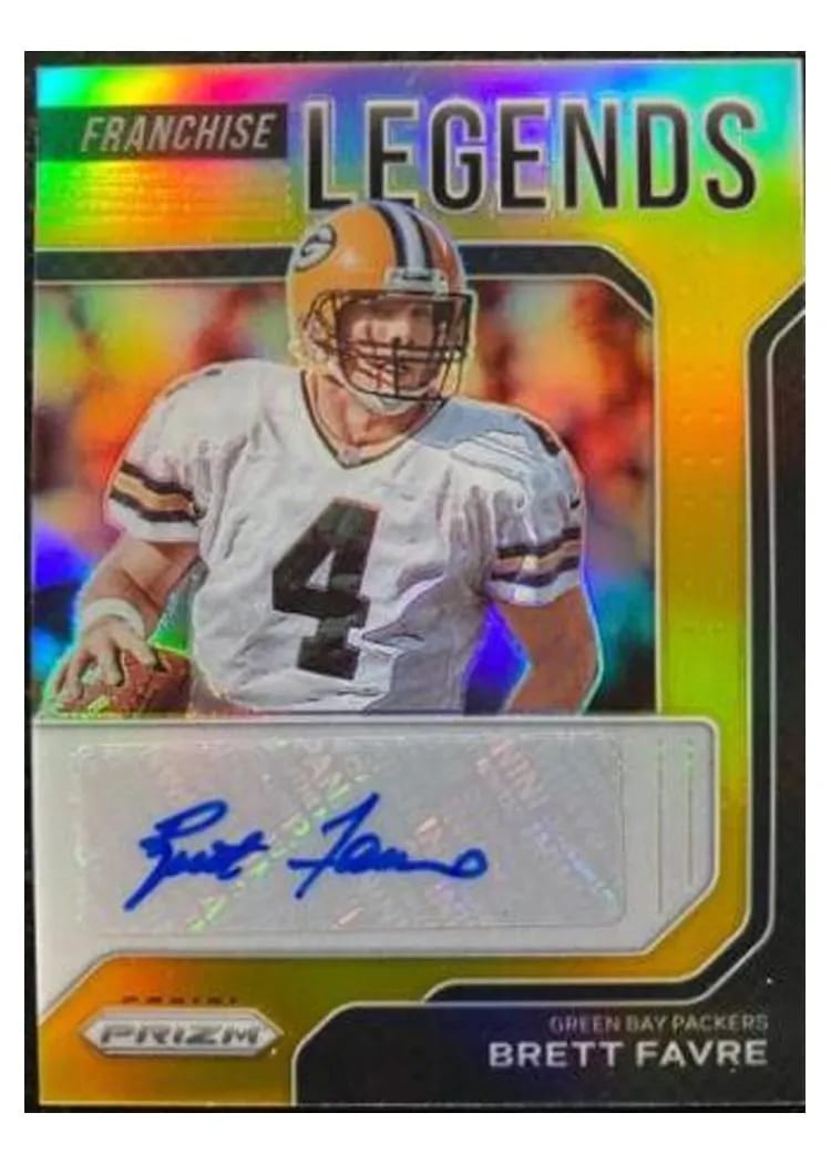 2021 Panini Prizm Franchise Legends Signatures Brett Favre Gold Prizm #FLS-BF card