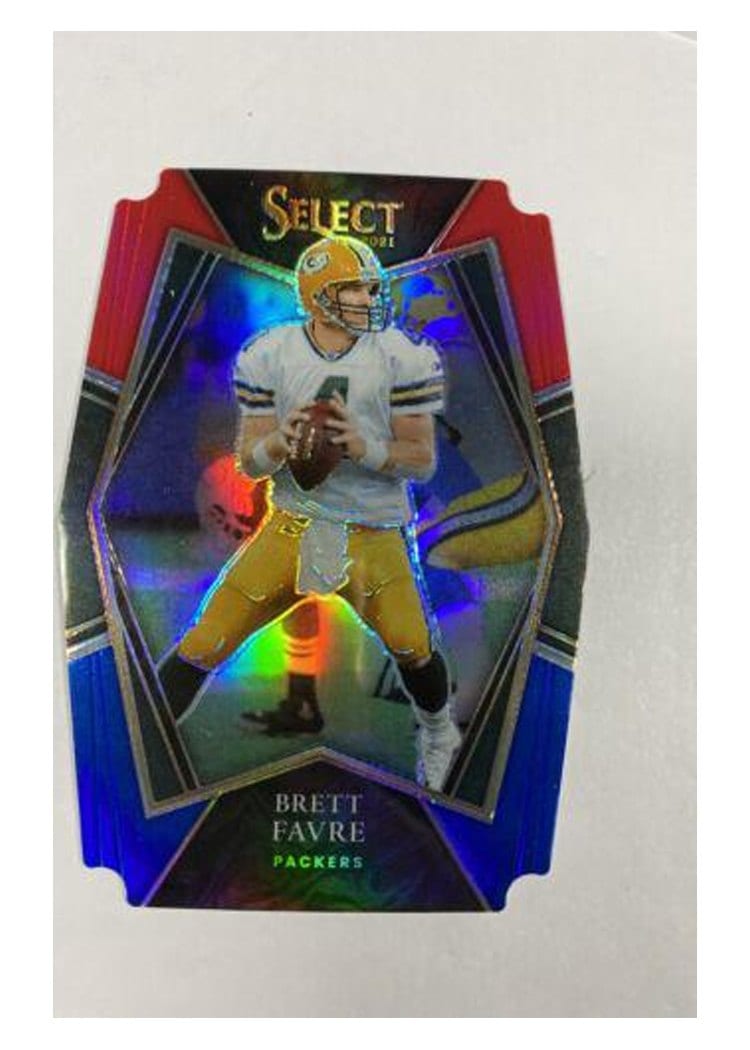 2021 Panini Select Base Set Brett Favre Red and Blue Die Cut #135 card