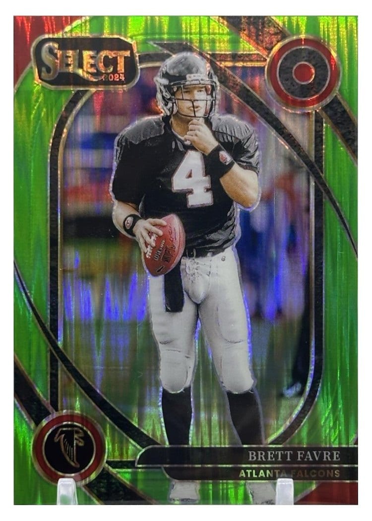 2024 Panini Select Base Set Brett Favre Neon Green Prizm Shock #211 card