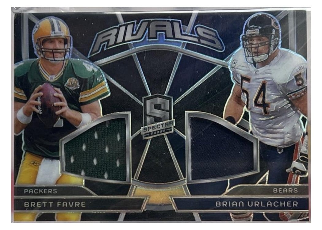 2024 Panini Spectra Rivals Relics Brett Favre / Brian Urlacher #RVL-BFBU card