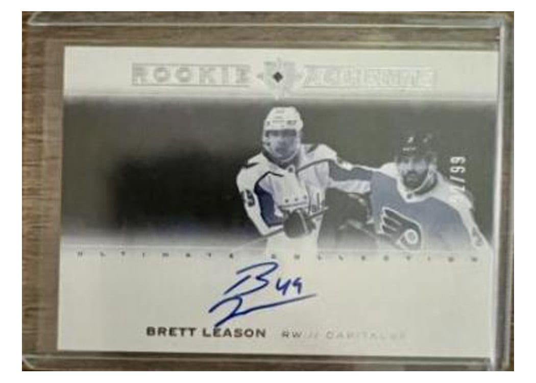 2021-22 Upper Deck Ultimate Collection Rookie Accents Brett Leason #RA-BL card