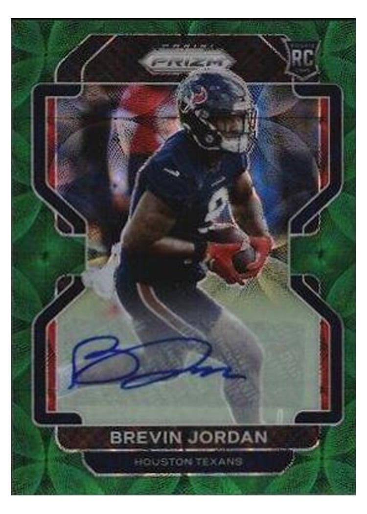 2021 Panini Prizm Base Set Brevin Jordan Autograph Green Scope Prizm #417 card