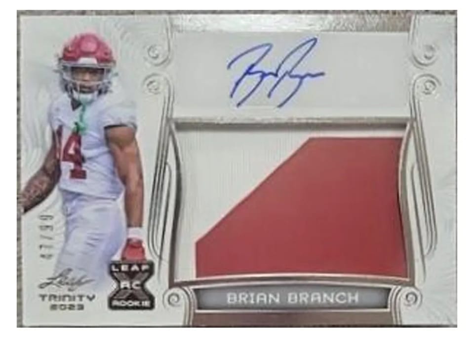 2023 Leaf Trinity Patch Autograph Brian Branch #PA-BB1 card