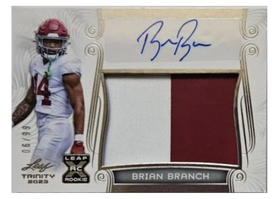 2023 Leaf Trinity Patch Autograph Brian Branch #PA-BB1 card