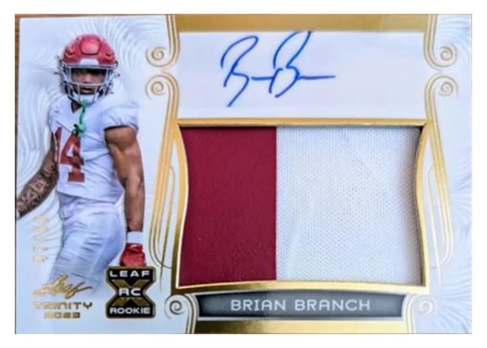 2023 Leaf Trinity Patch Autograph Brian Branch #PA-BB1 card