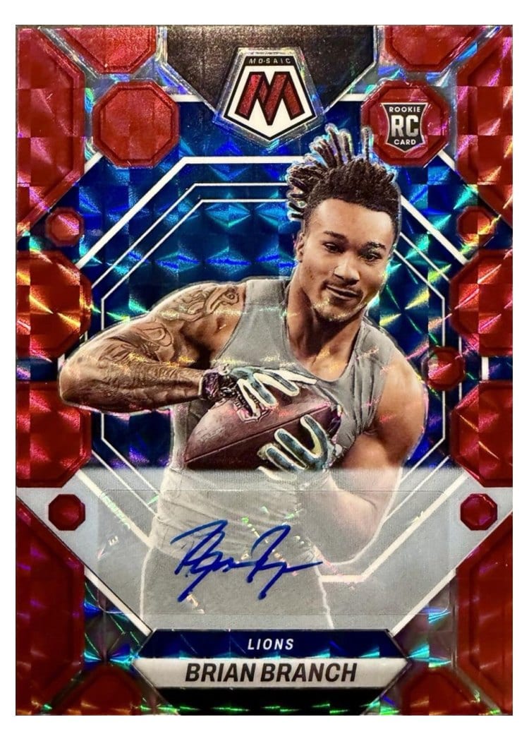 2023 Panini Mosaic Base Set Brian Branch Autograph Red #287 card